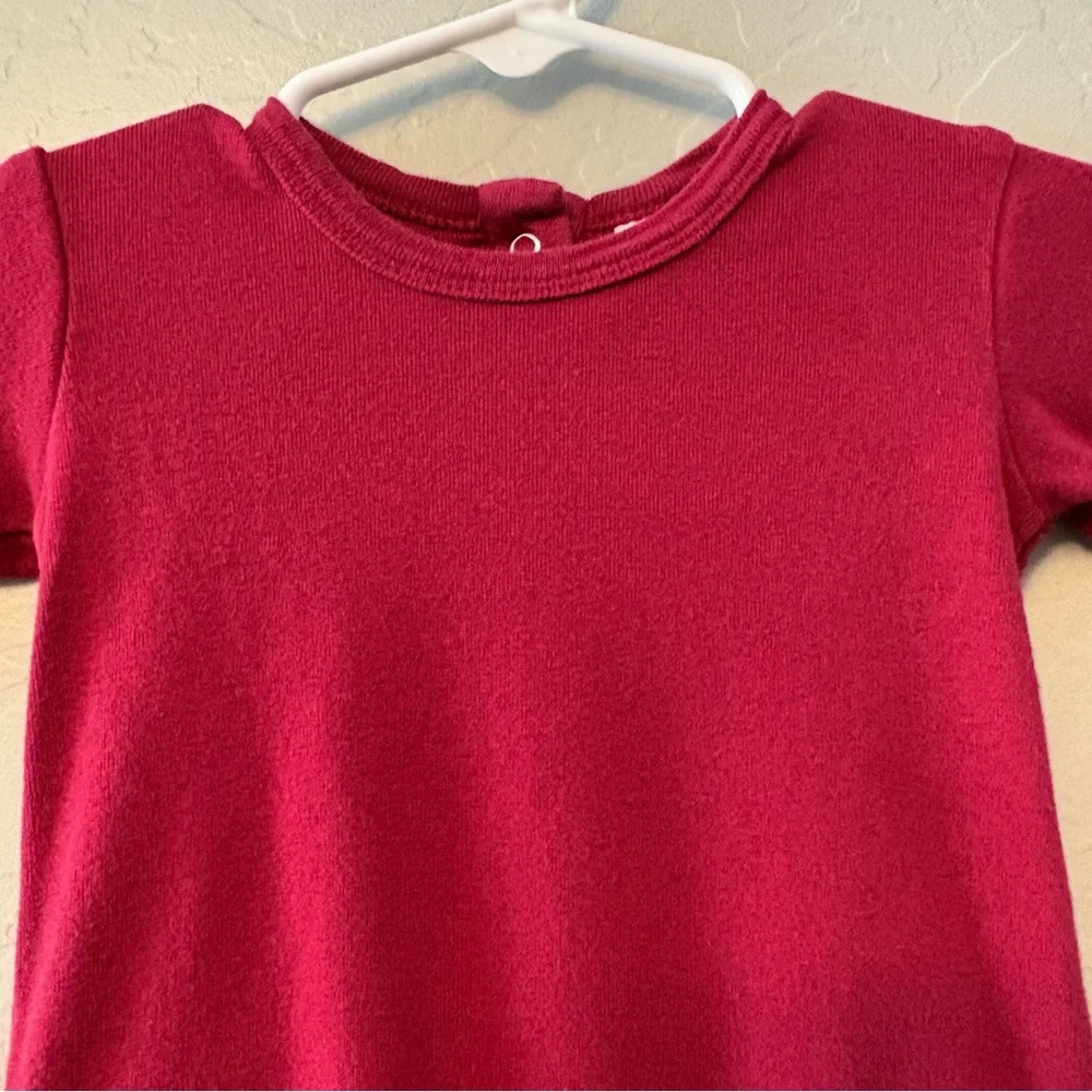Kate Quinn dark red long sleeve cotton ruffle leg bodysuit one piece 6-12 months